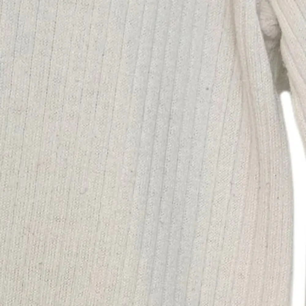 Tuckernuck Cream White Ribbed Henley 3/4 Sleeve Knit Sweater